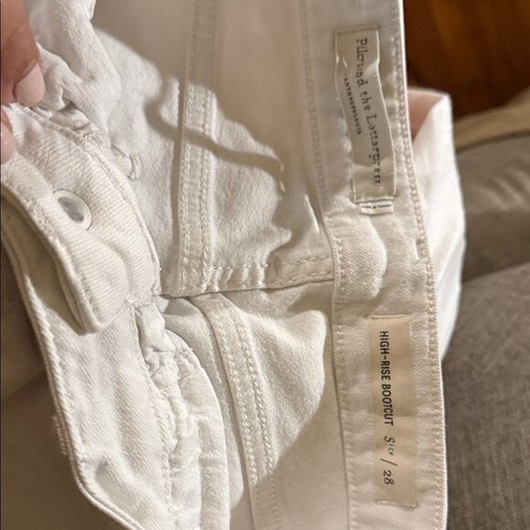 PILCRO AND THE LETTERPRESS ANTHRO White High-Rise Bootcut raw hem Jeans 27 - Picture 2 of 5